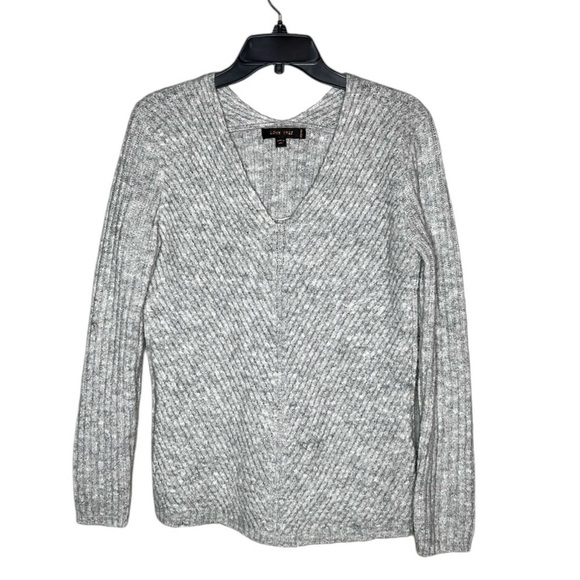 Love Tree Gray Ribbed V-Neck Sweater - Picture 1 of 5
